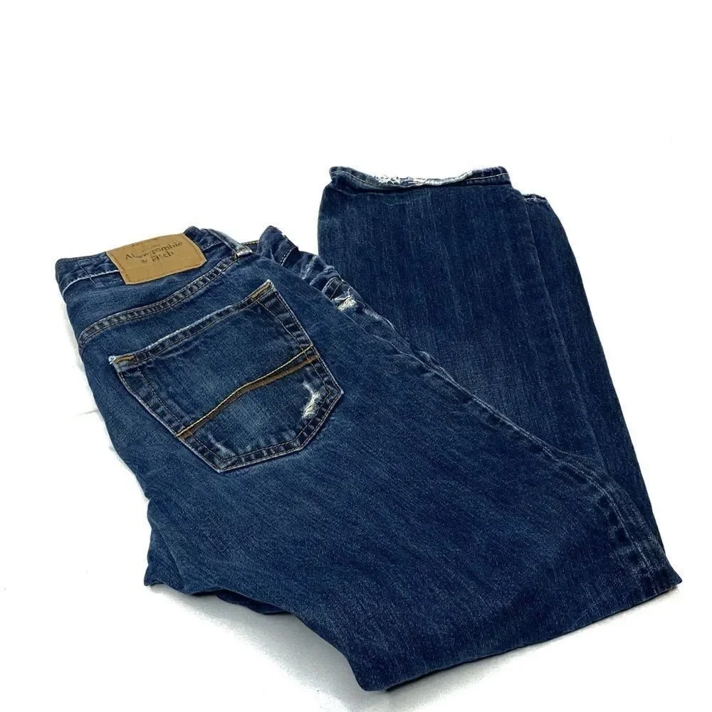 Abercrombie & Fitch button fly slim straight distressed jeans 30 X 30